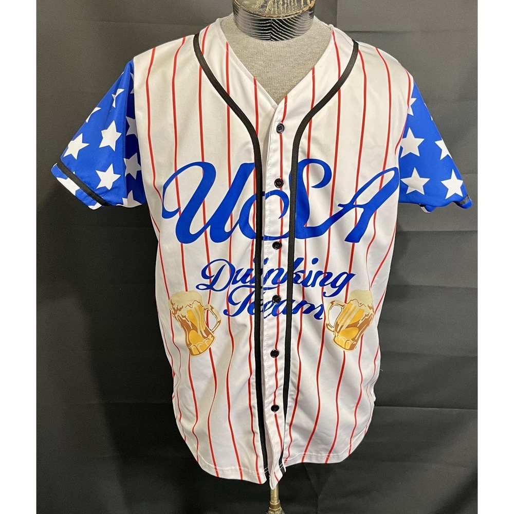 USA Drinking Team‎ Shirt Jersey Mens Medium White America 76 Patriotic Beer